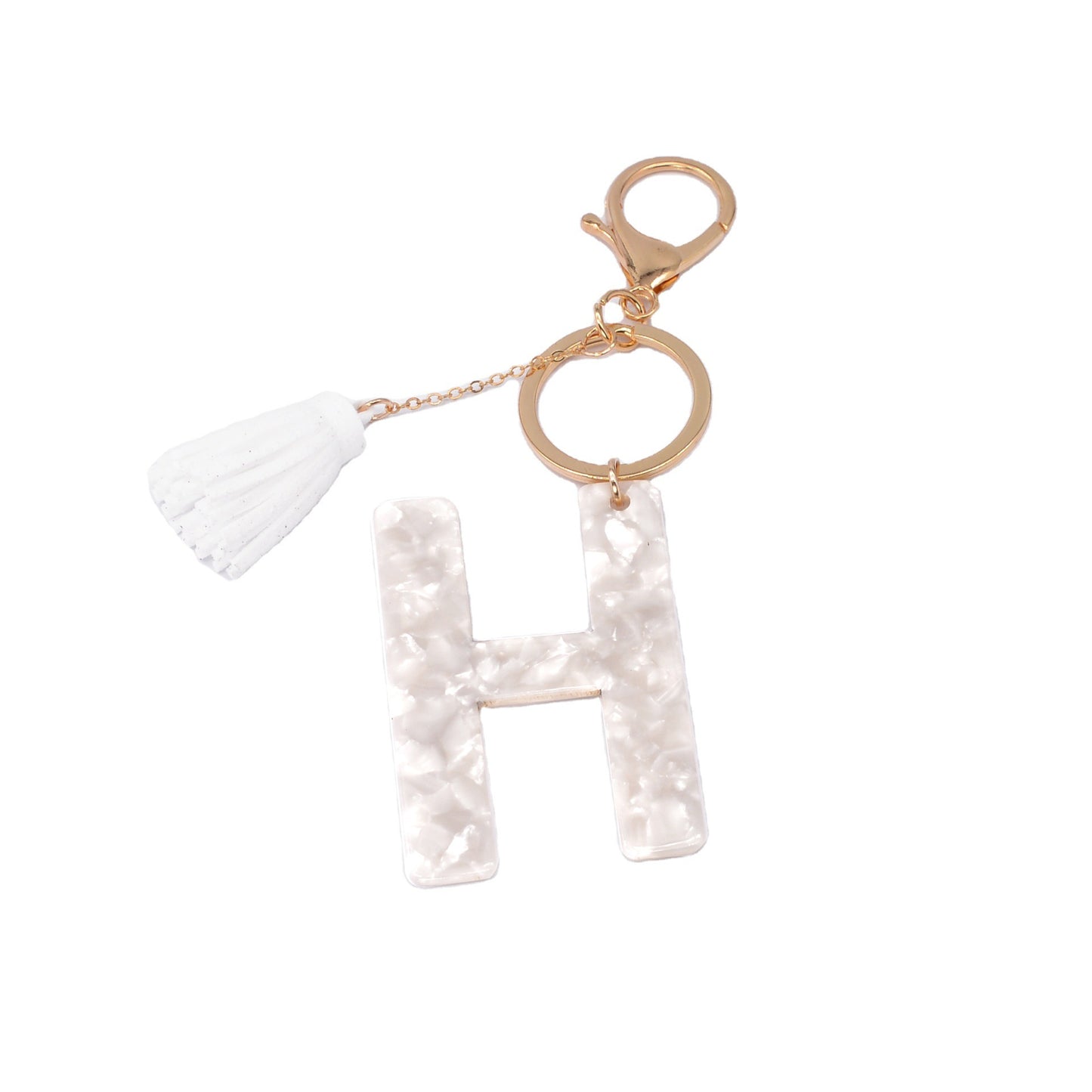 Acrylic Acid Alphabet Key Ring Tassel Bag Pendant