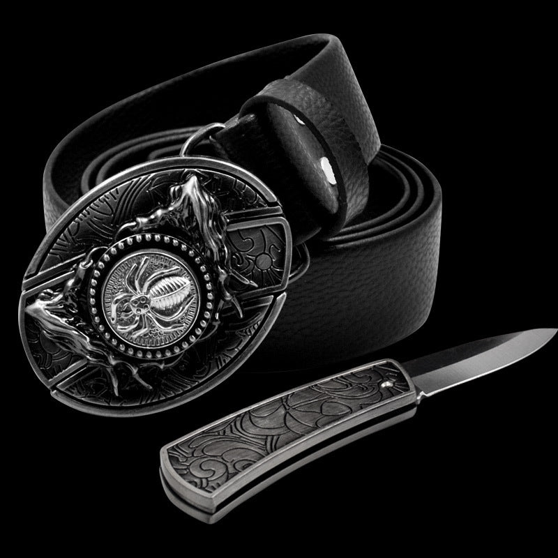 Leather Belt And Knife Set - Unisex, Durable, And Cool