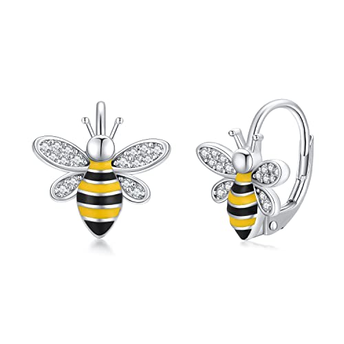 Bee Earrings S925 Sterling Silver Bumble Honey Huggie Hoop Earrings Bee Jewelry Gifts For Women Girls Teen