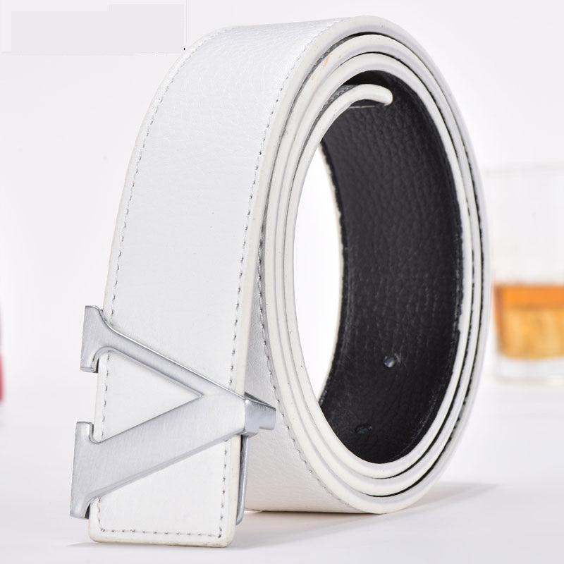 Men's Belt Leather Smooth Buckle Belt Fashion Letters