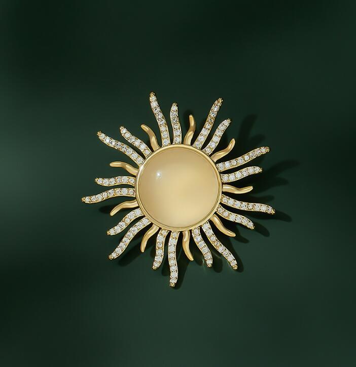 Diamond Opal Sun Collar Pin Anti-Glare Brooch