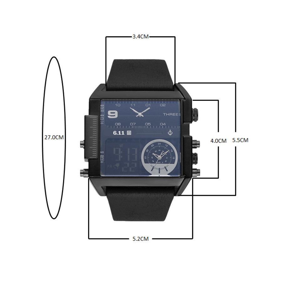 Waterproof Double Display Watch with Multiple Functions - A Versatile and Sporty Timepiece