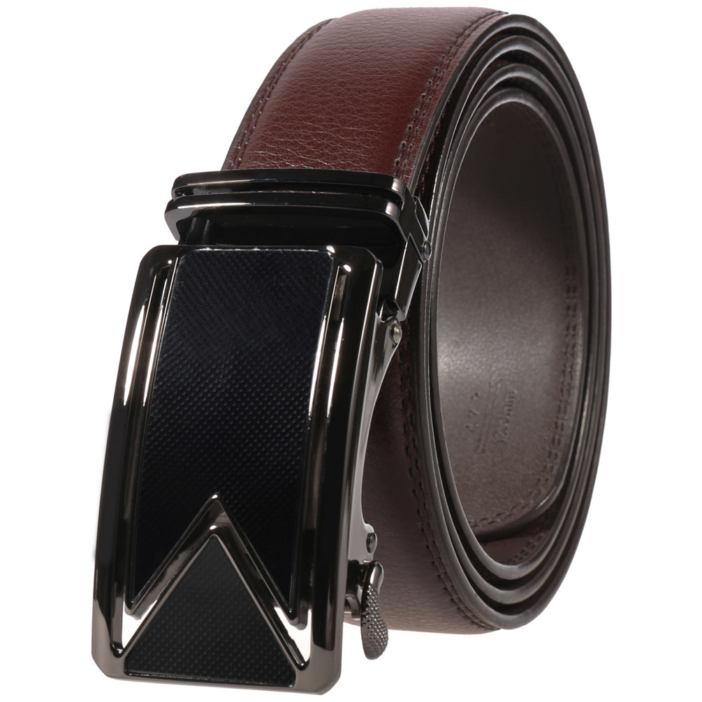 Fashion Men's Two-Layer Cowhide Automatic Buckle Trouser Belt