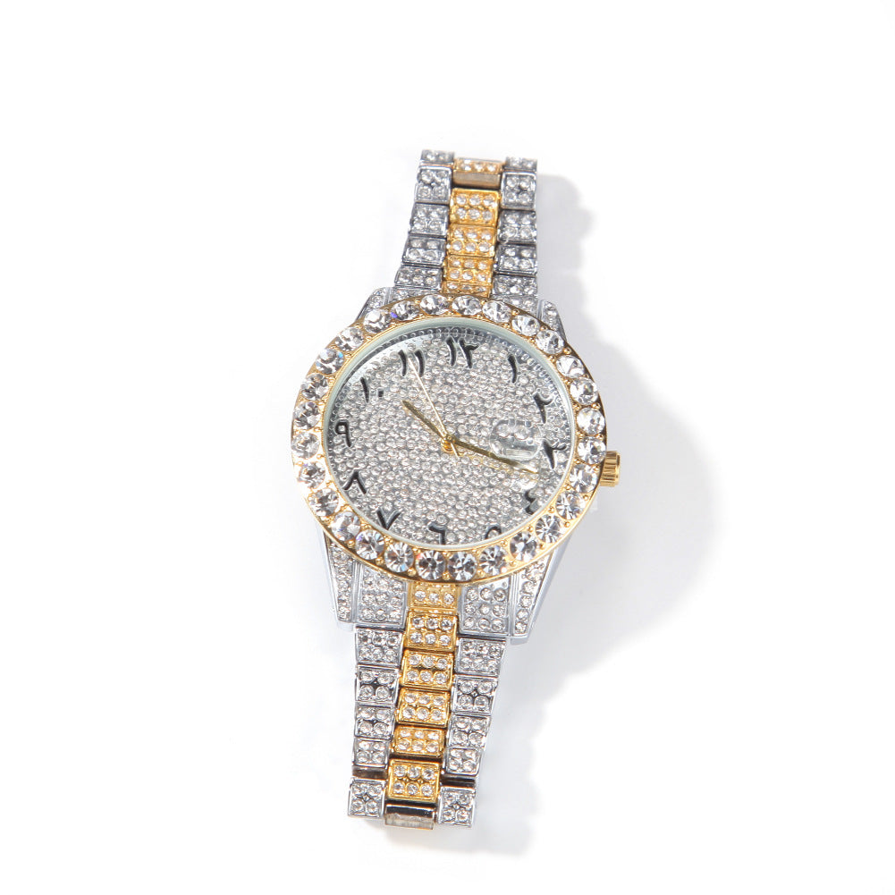 Full Diamond British Flower Body Digital Large Watch