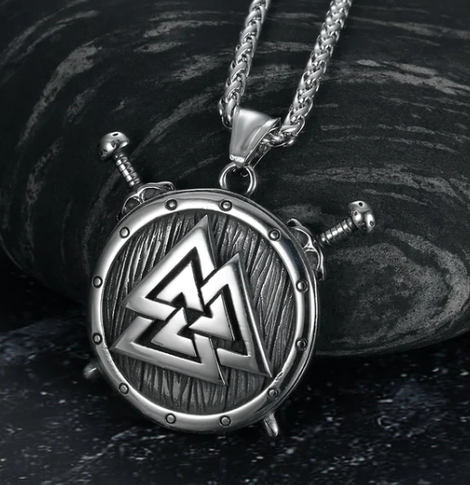 Asgard Crafted Circular Horn Rune Pendant Chain in Titanium Steel - A Retro and Vintage Accessory