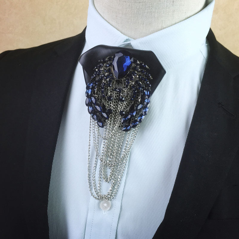 Men's Bow Tie With Metal Diamond Tassel