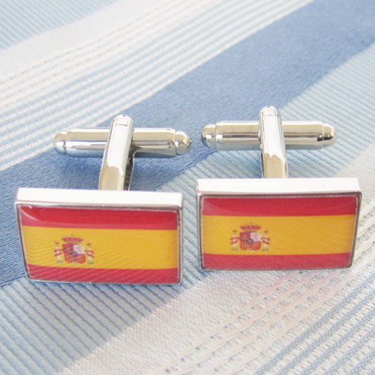 Men's Business Cufflinks Spanish Flag Exquisite