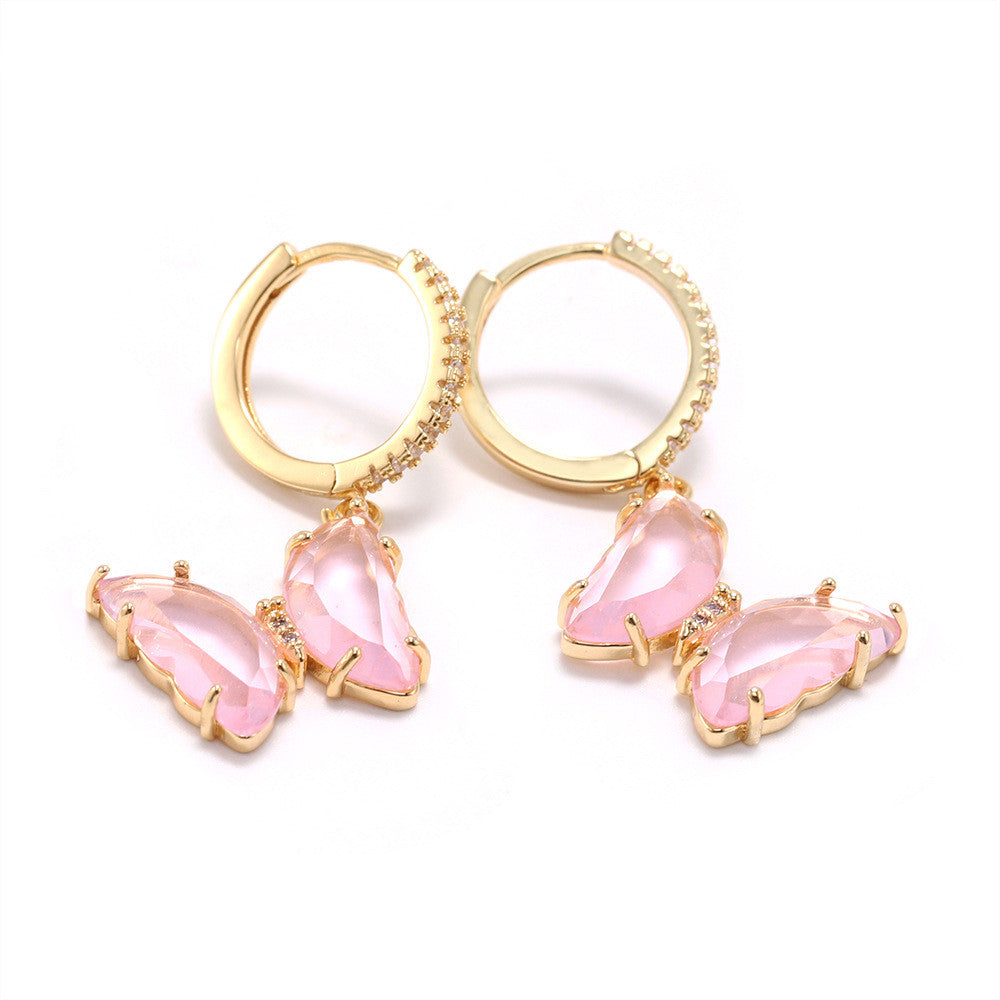 Sweet Fashion Glass Butterfly Earrings