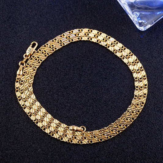 Fashion Short Gold Plated 2Mm Flat Chain