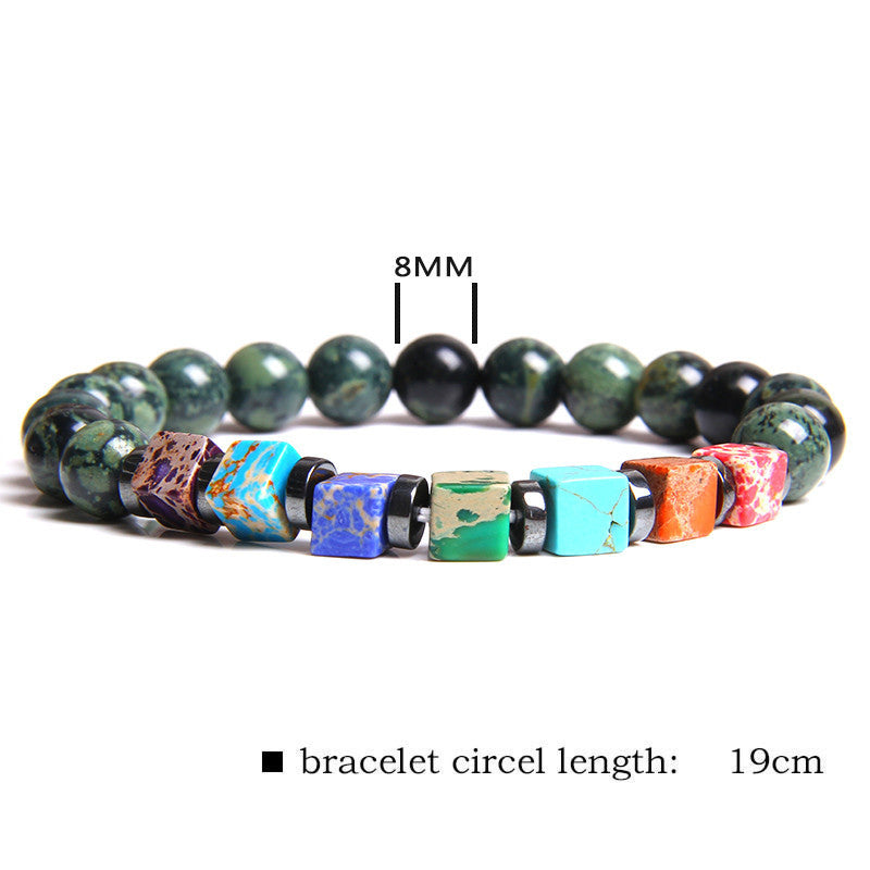 Natural Stone Bead Bracelet Men's Square Emperor Stone Charm Bracelet