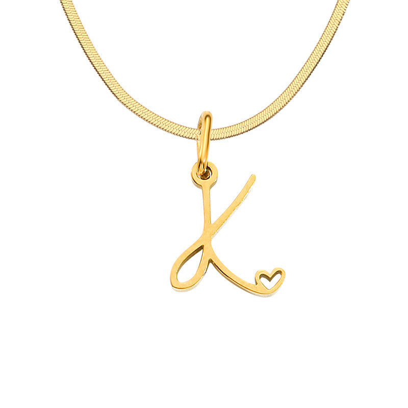 Women's Stainless Steel Necklace With Letter Pendant