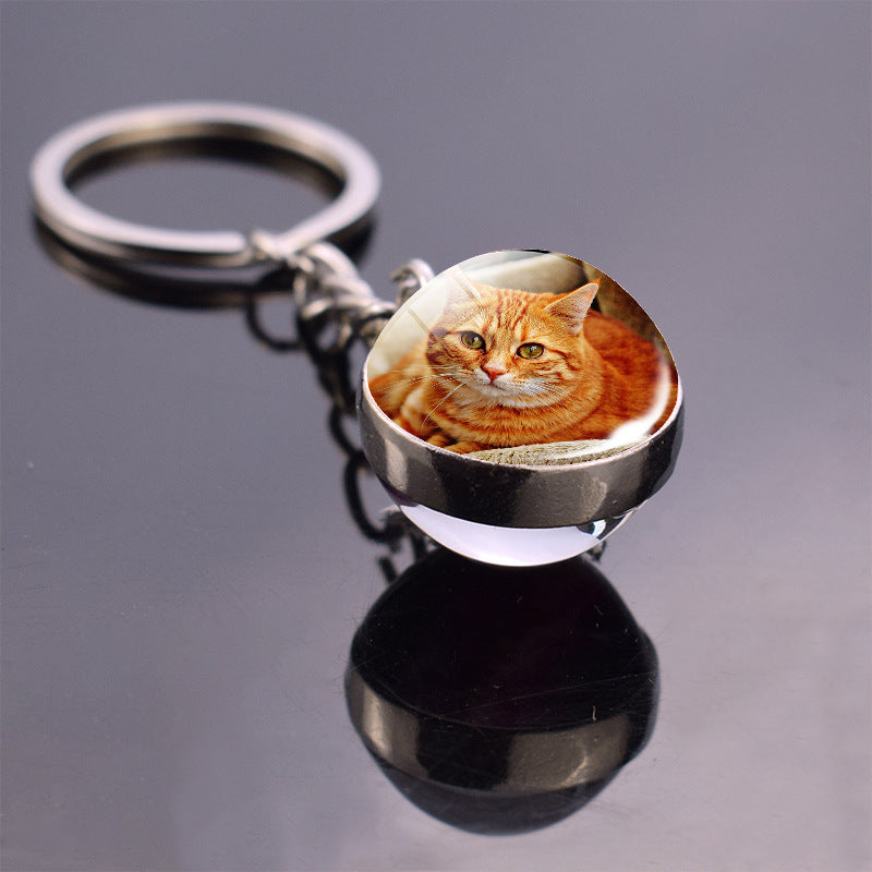 Animal Glass Ball Pendant Fashion Luminous Key Ring