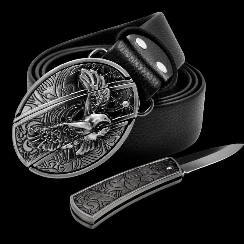 Leather Belt And Knife Set - Unisex, Durable, And Cool