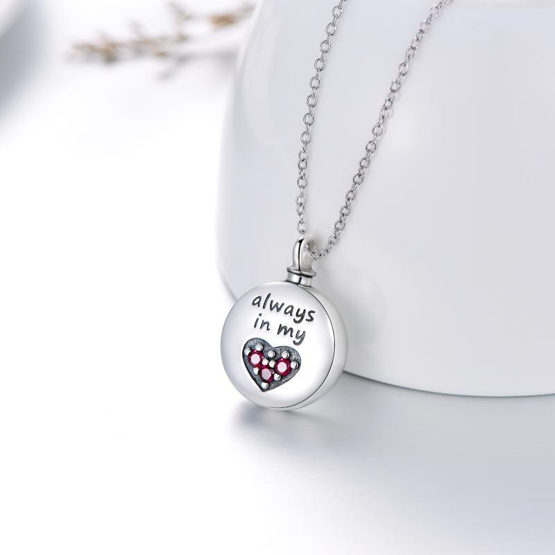 Heart Urn Engraved Cremation Necklace For Ashes In Sterling Silver