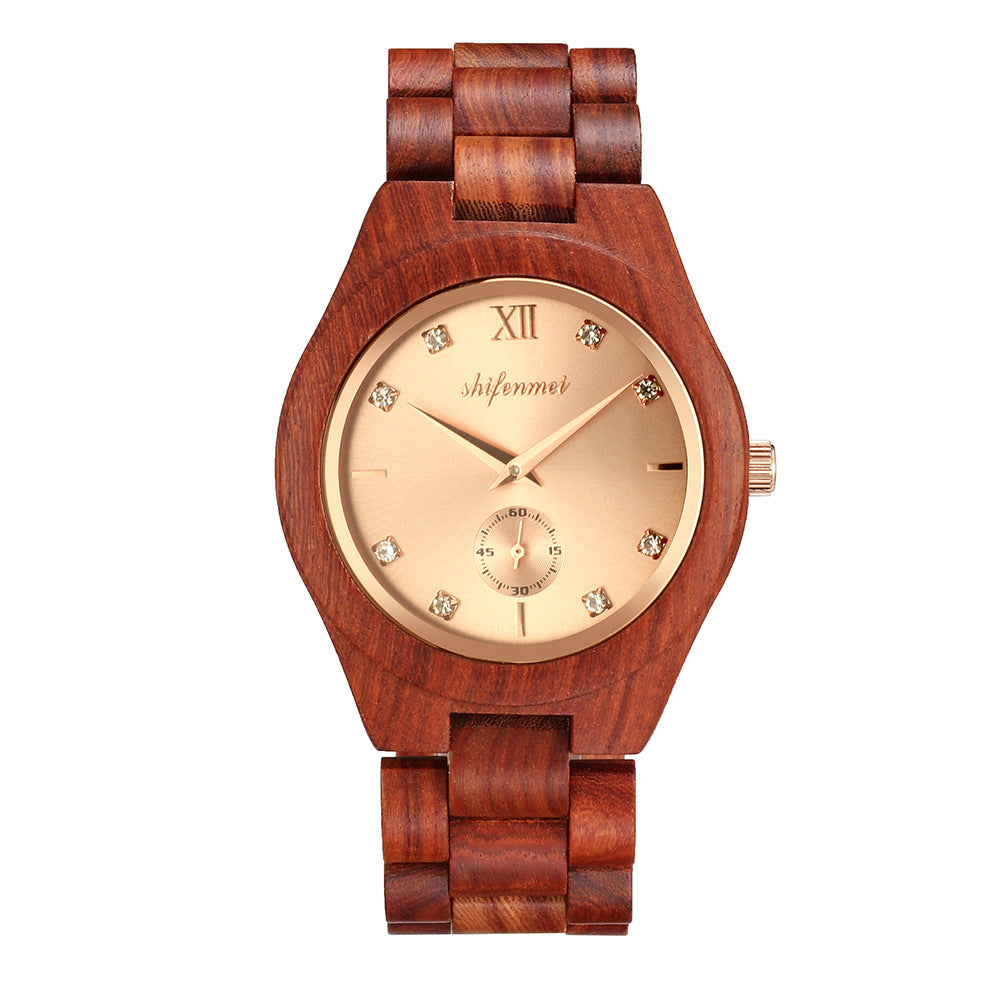 Men's Simple Personality Creative Red Sandalwood Strap Quartz Movement Watch