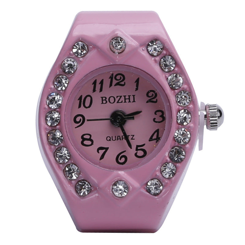 Ladies  Diamond Fashion Digital Elastic Ring Watch