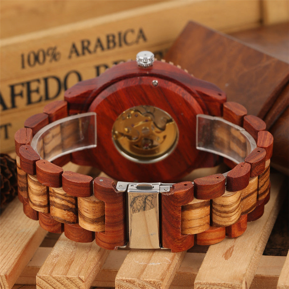 Bamboo Wood Automatic Mechanical Watch Creative Gear