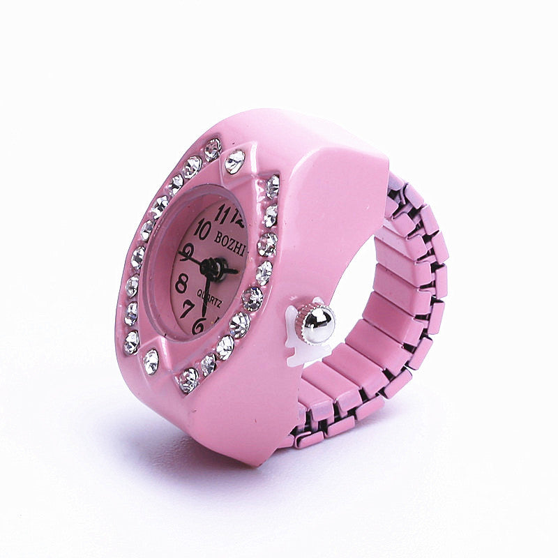 Ladies  Diamond Fashion Digital Elastic Ring Watch