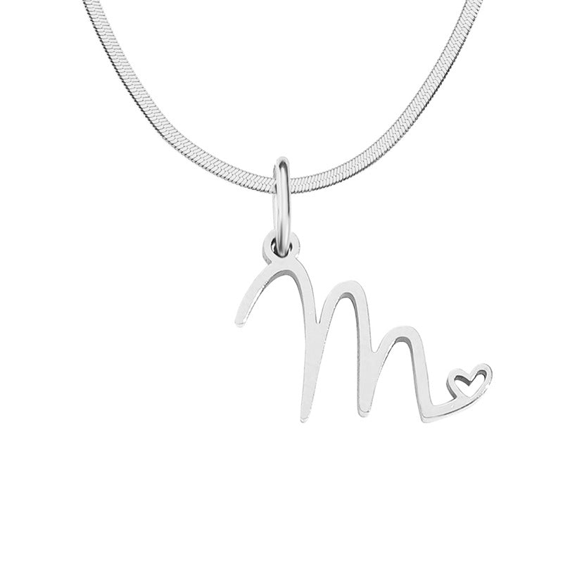 Women's Stainless Steel Necklace With Letter Pendant