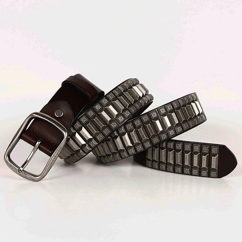 Rivet Hip-Hop Leather Belt - Unisex, Edgy, And Quality