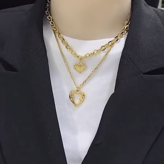 Double Layered Wearing Love Pendant Female Net Celebrity Ins High End All Match Sweater Chain