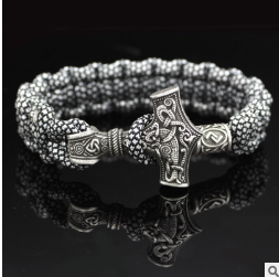 Vintage Thor'S Hammer Braided Bracelet