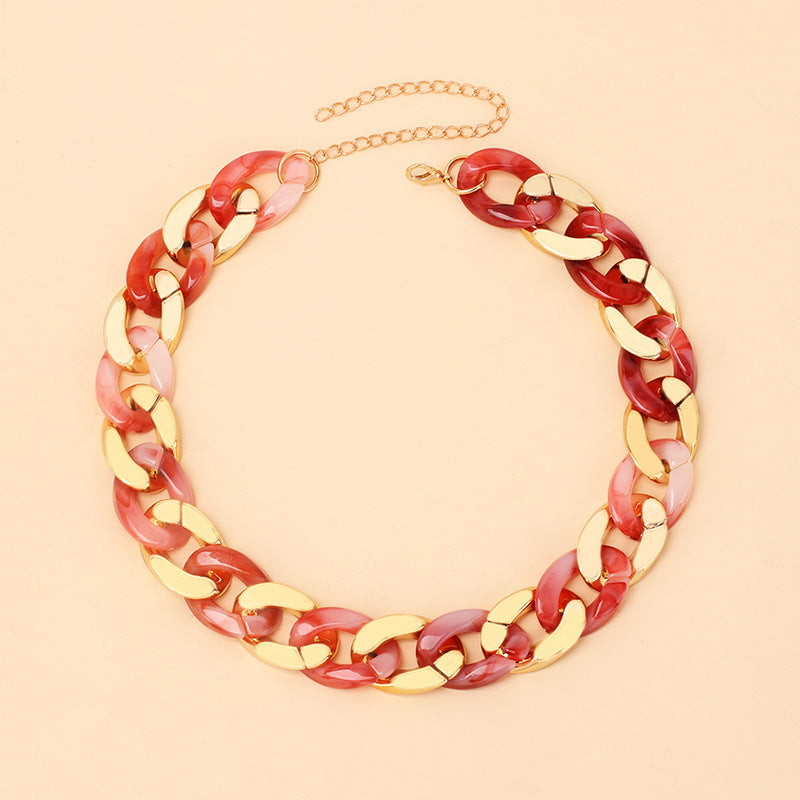 Cold Wind Resin Stitching Necklace Hot Product Accessories Stacked Clavicle Chain