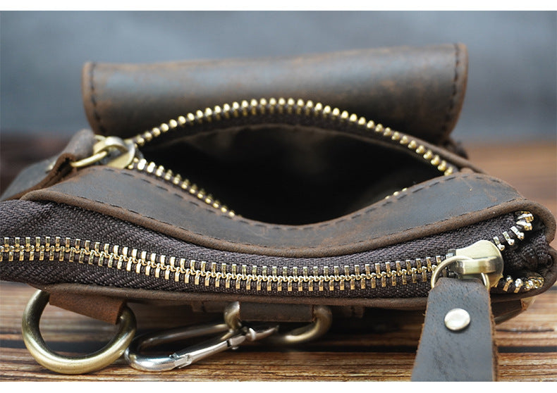 Genuine Leather Cell Phone Waist Bag Niche Simple Mini