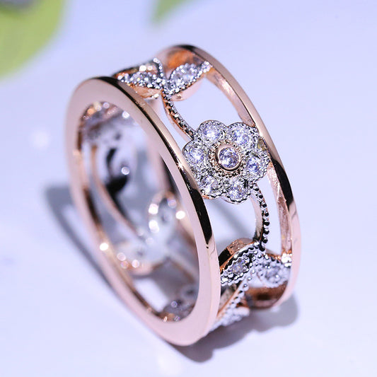 Diamond Lucky Flower Vine Leaves Birthday Present Bridal Engagement Ring Engagement Ring