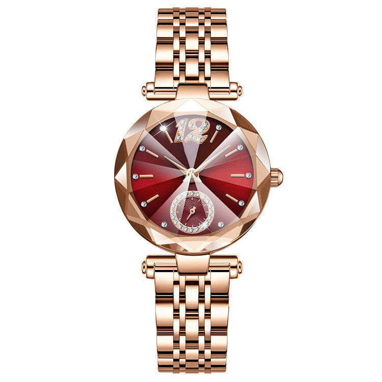 Women's Fashionable Multi-Pronged Gradient Glass With Diamond Face Watch