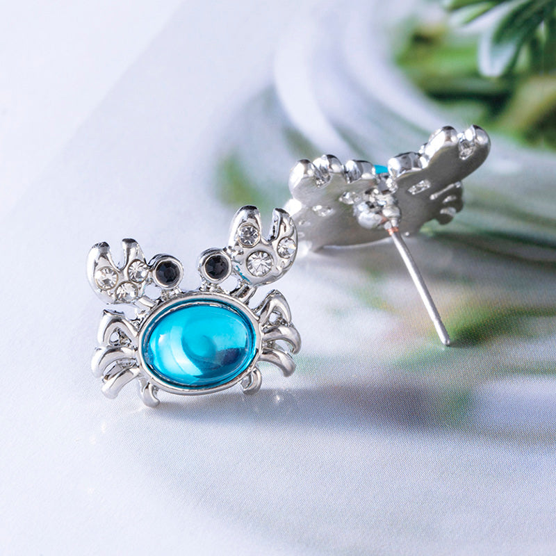 Fashion Alloy Gem Crystal Crab Stud Earrings