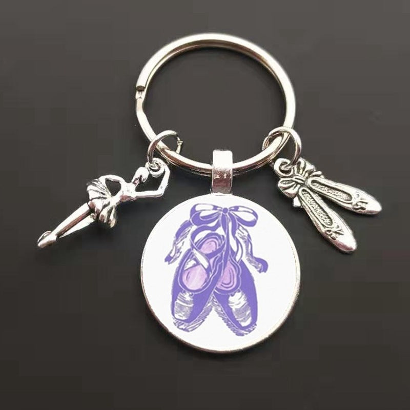 Fashion Ballet Glass Pendant Charm Keychain