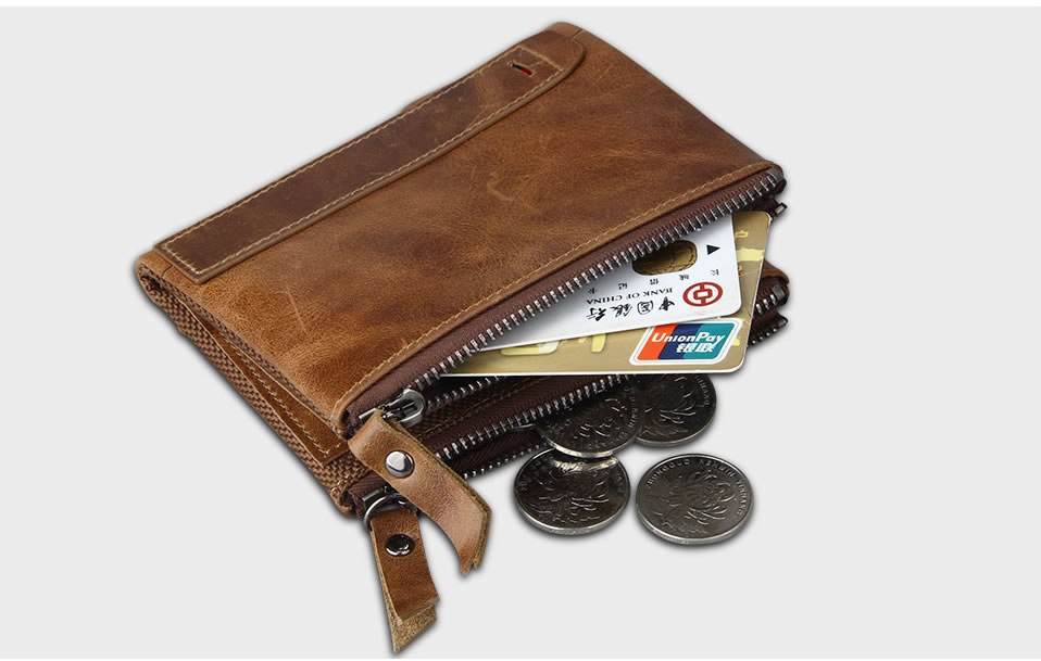 Men's Wallet Short Men's Wallet Anti-Theft Brush Leather Wallet Men