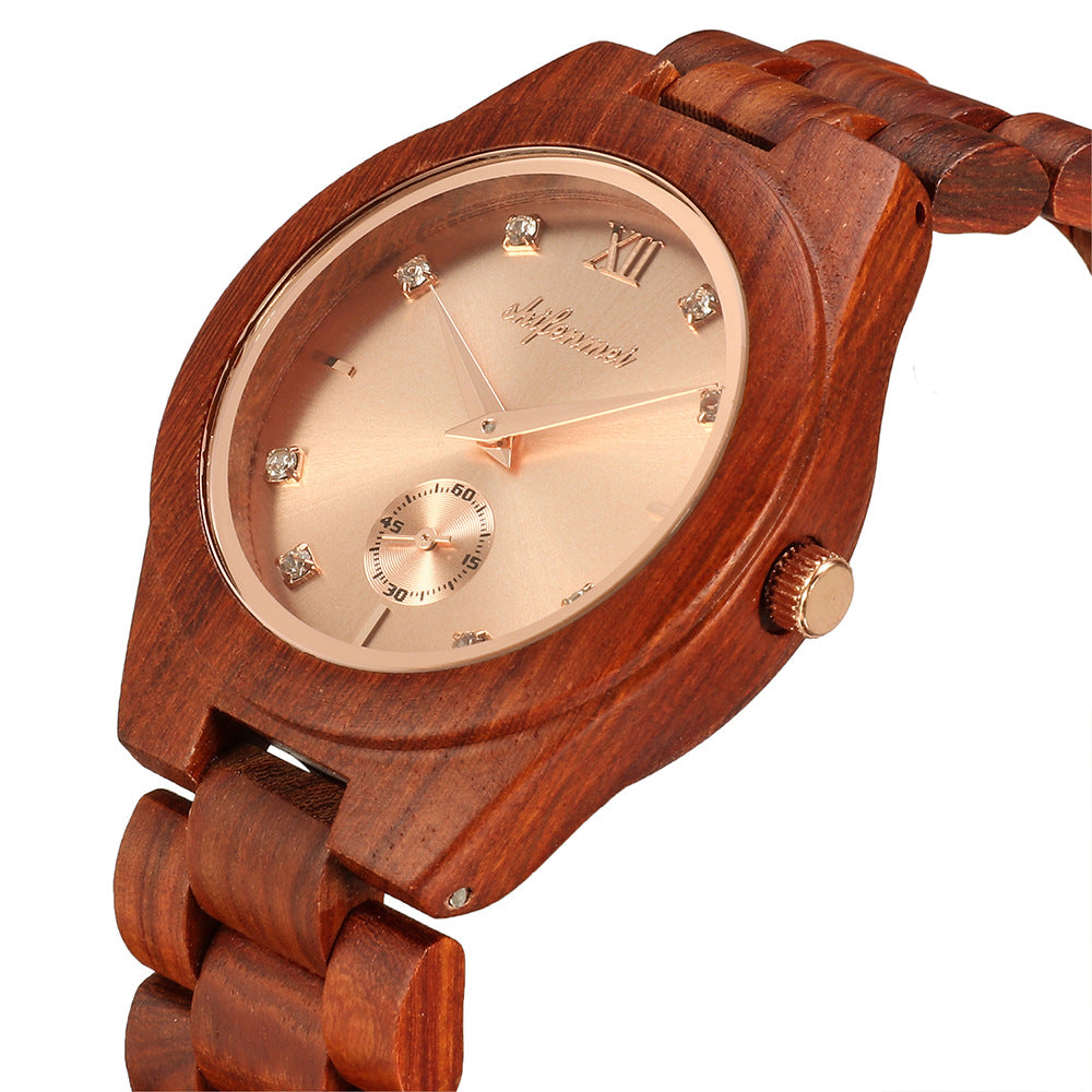 Men's Simple Personality Creative Red Sandalwood Strap Quartz Movement Watch