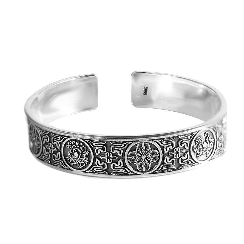 999 Sterling Silver Wide Bracelet For Men