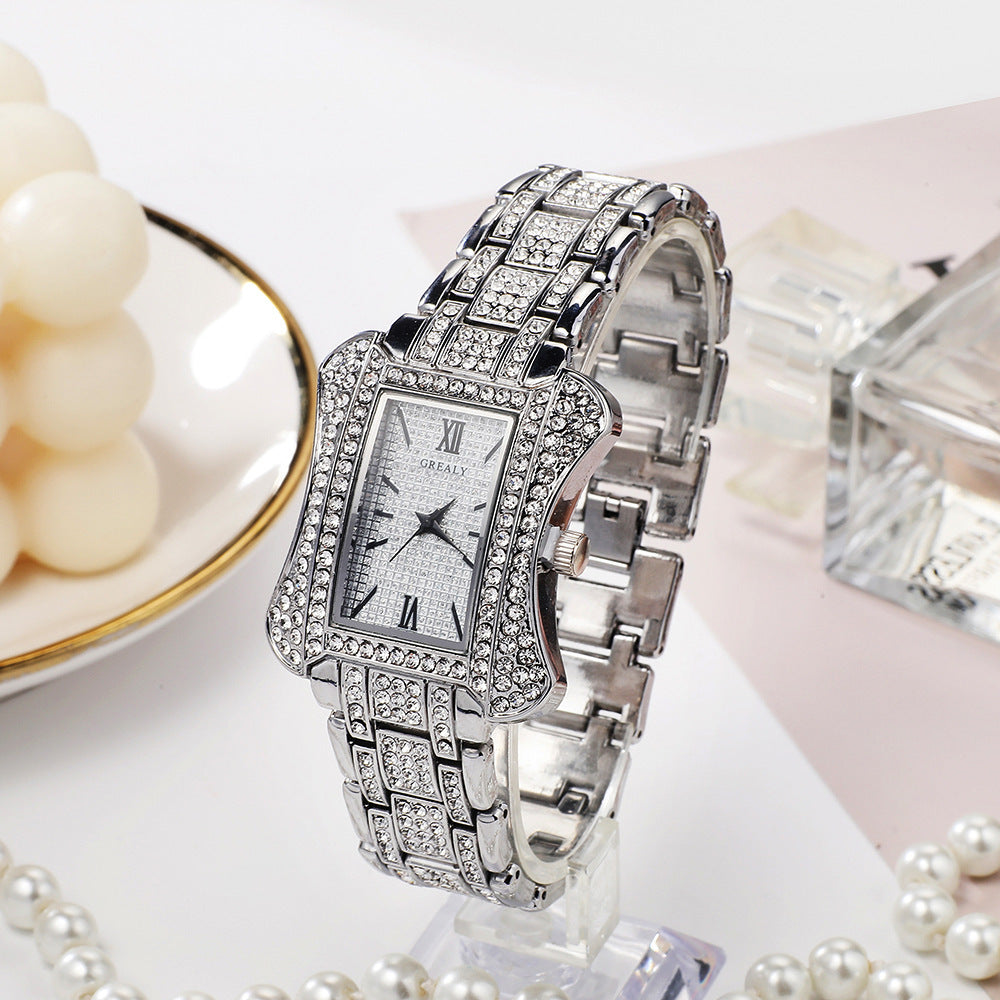 Full Diamond Square Quartz Watch