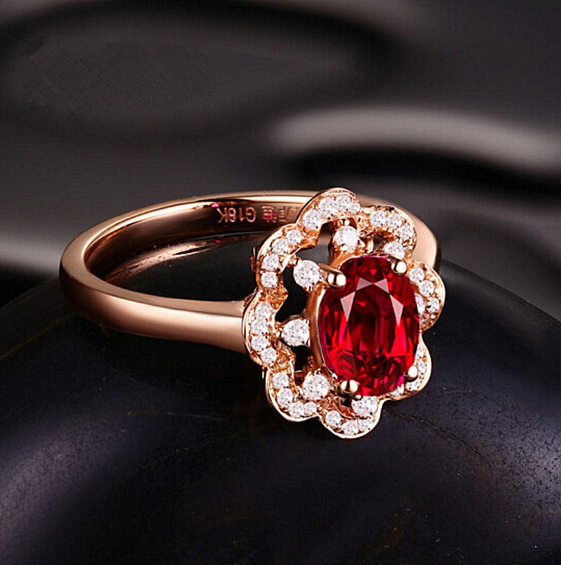 Hot Silver Ring Engagement Ring High-End Ruby Ring Rose Gold Ring Jewelry