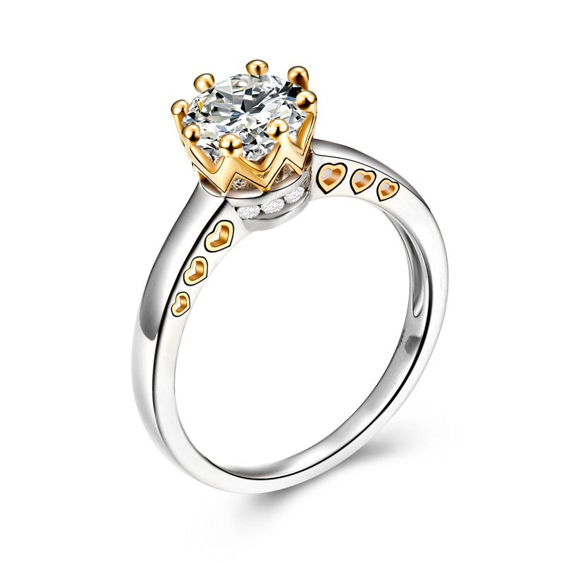 Ring Color Separation Crown Zircon Heart Shape