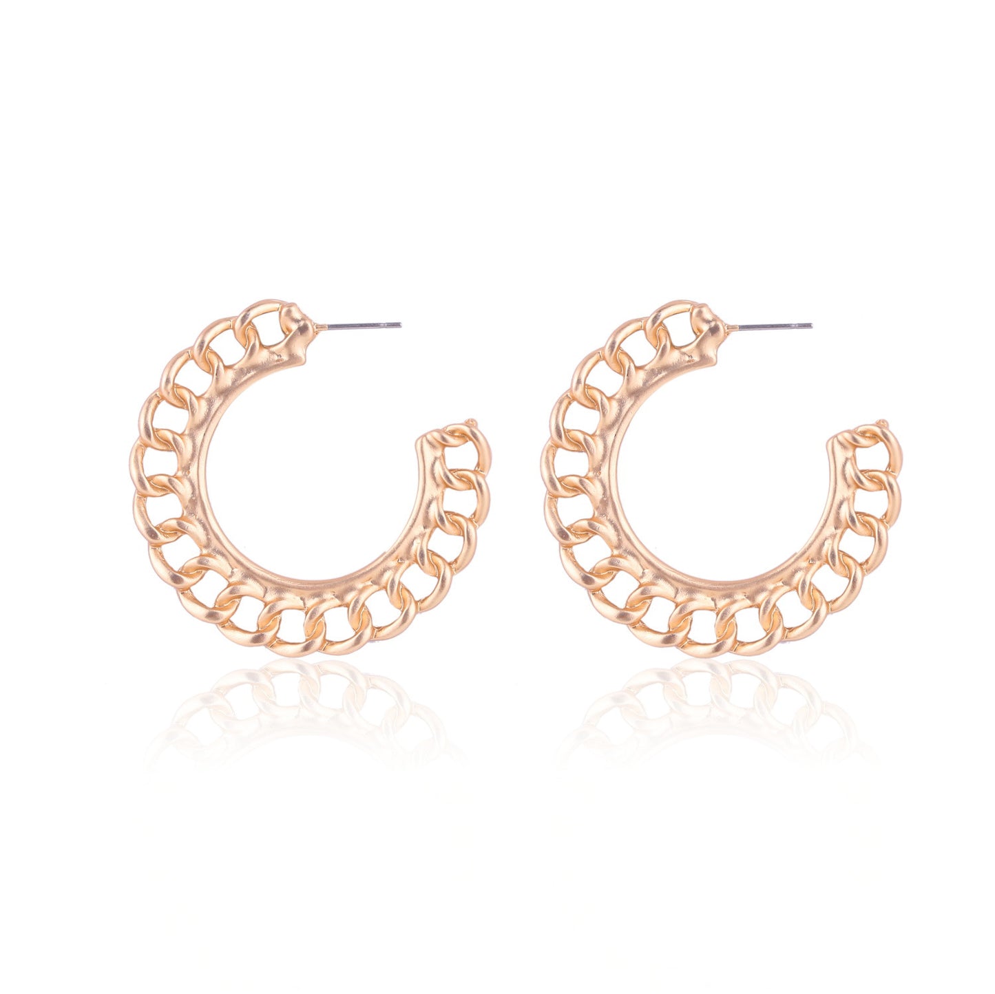 Women's Metal Ring Earrings Hollow Chain Stud Earrings