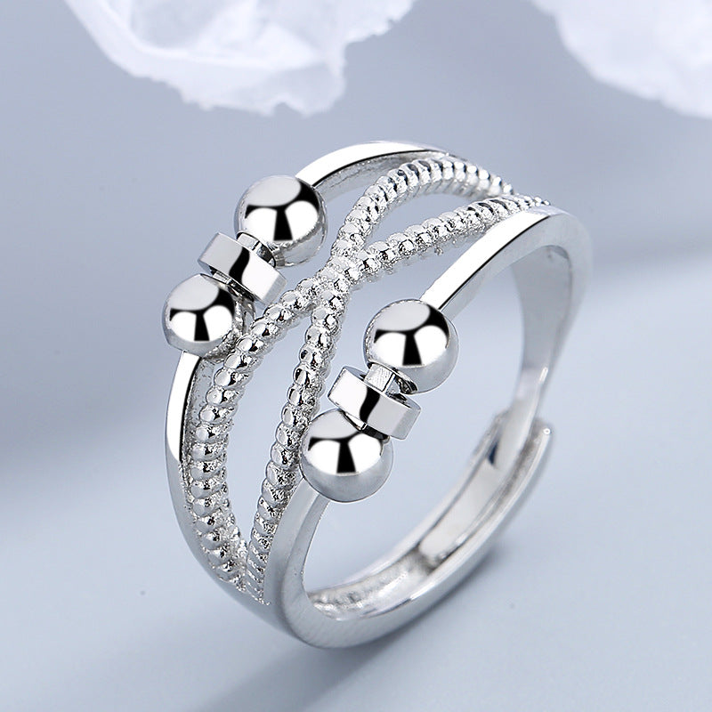 Double-Layer Hollow Line Rotatable Ring Women