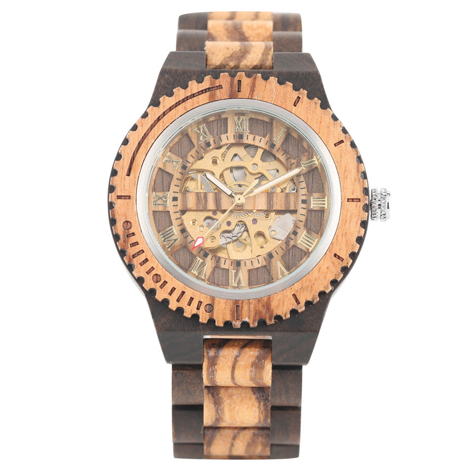 Bamboo Wood Automatic Mechanical Watch Creative Gear