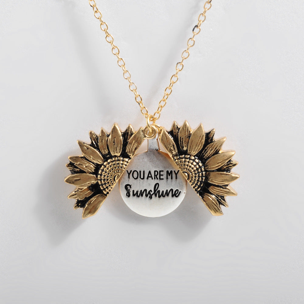 Sunflower Double-Layer Lettering Necklace