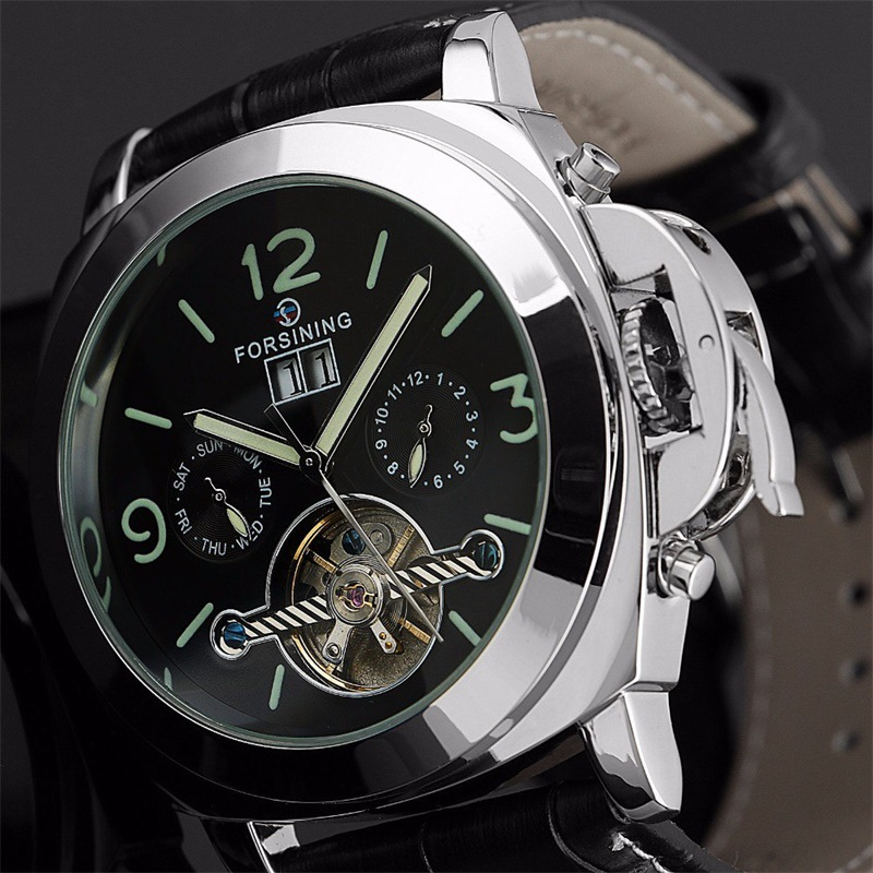 Double-Sided Skeleton Luminous Men's Watch Automatic Belt Mechanical