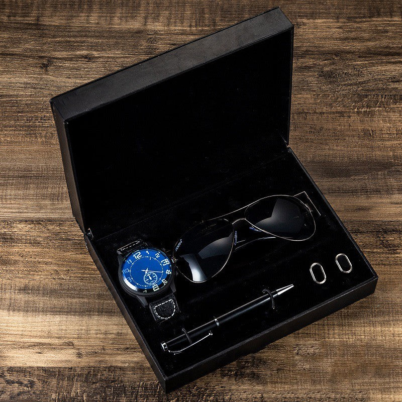 Present Gift Box Set | Men's Watch | Glasses | Pen | Cufflinks