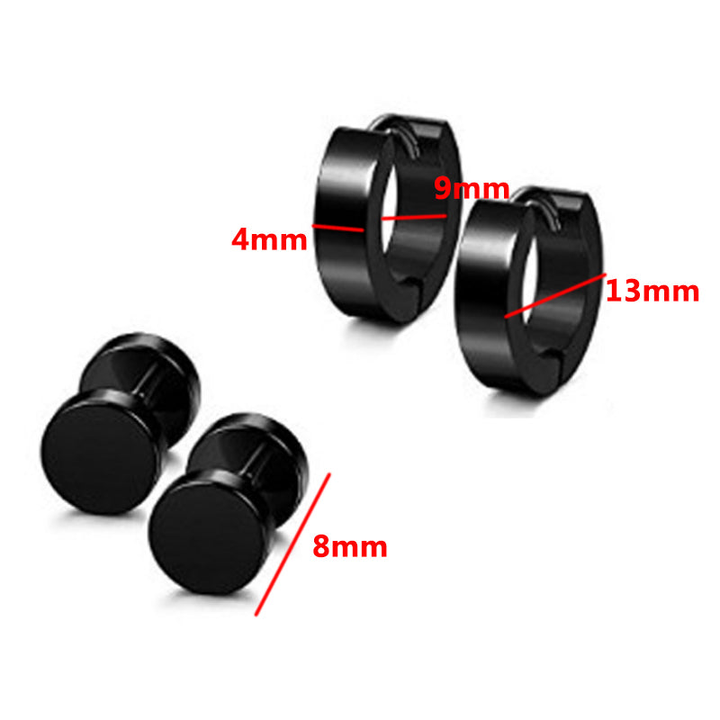 Round Dumbbell Set Stainless Steel Earrings