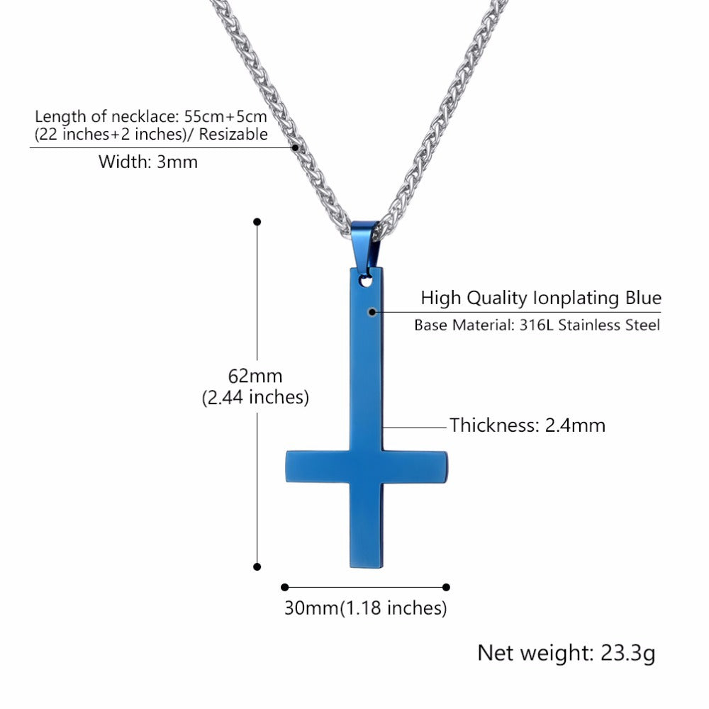 Titanium Steel Smooth Cross Necklace Pendant