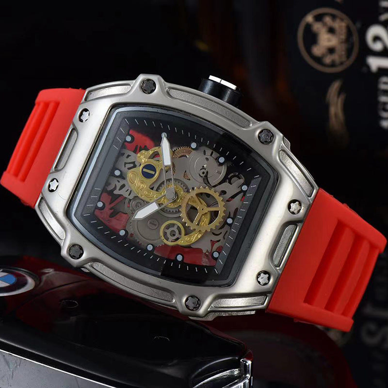 Two Hands Turn Dial Personalized Skeleton Transparent Quartz Watch