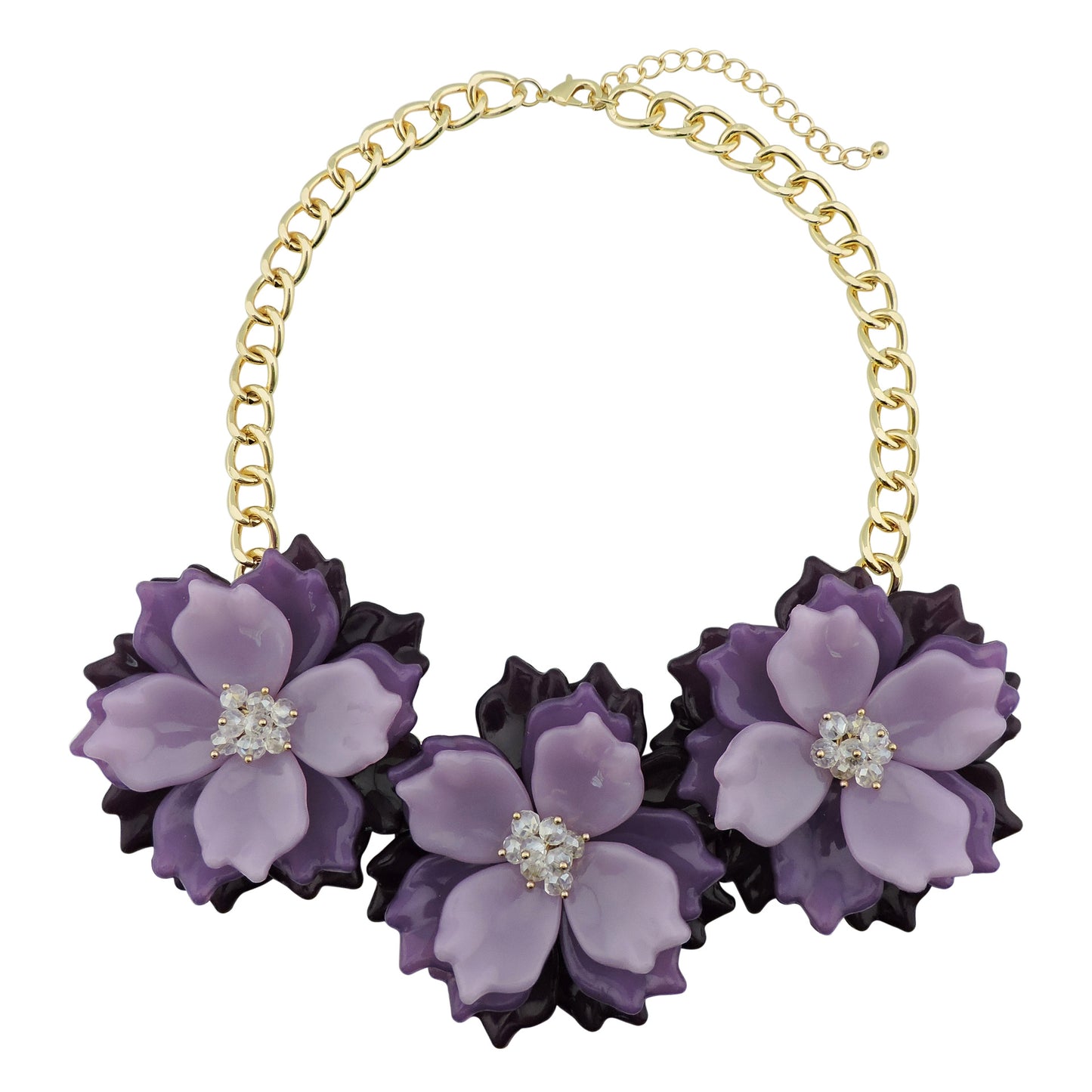 Ornament Acrylic Exaggerated Three Flowers Necklace