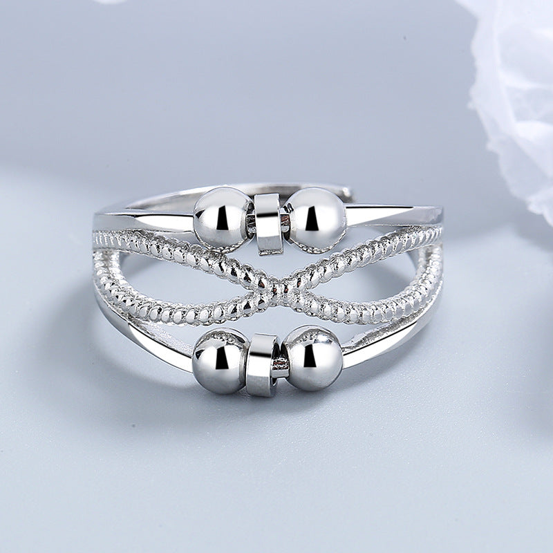 Double-Layer Hollow Line Rotatable Ring Women