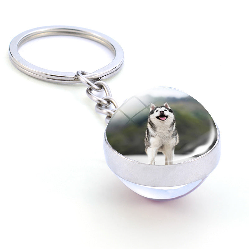 Animal Glass Ball Pendant Fashion Luminous Key Ring